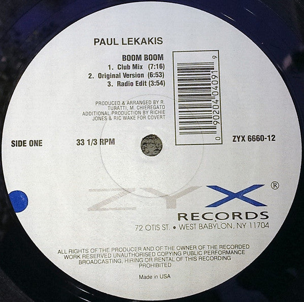 Paul Lekakis : Boom Boom (12", Promo)