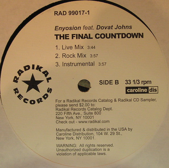 Enyosion : The Final Countdown (12")