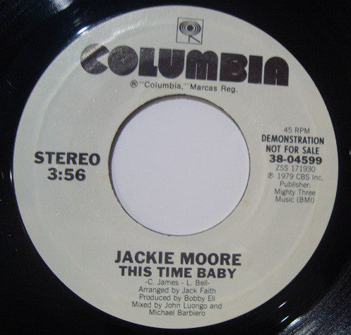 Jackie Moore : This Time Baby (7", Single, Promo)