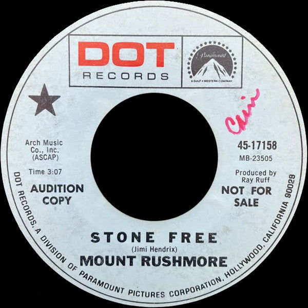 Mount Rushmore (2) : Stone Free / ('Cause) She's So Good To Me (7", Single, Promo)