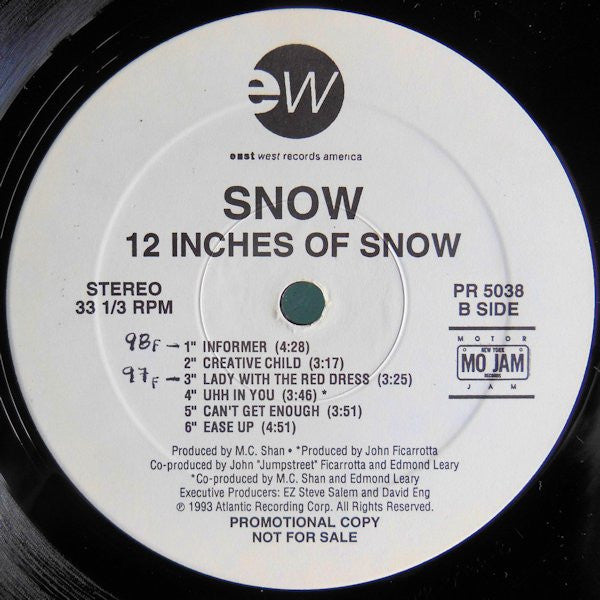 Snow (2) : 12 Inches Of Snow (LP, Album, Promo)