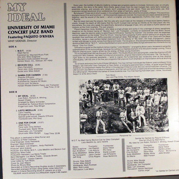 The University Of Miami Concert Jazz Band : My Ideal (LP, Album)