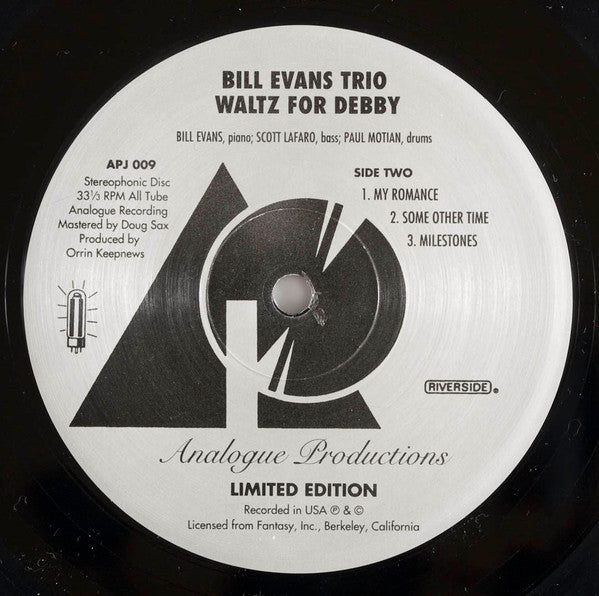 Bill Evans Trio* With Scott LaFaro, Paul Motian : Waltz For Debby (LP, Album, Ltd, Num, RE, 180)