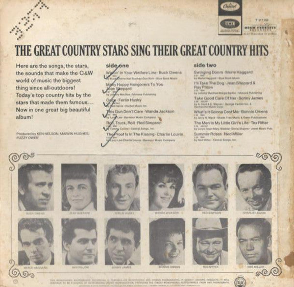 Various : The Great Country Stars Sing Their Great Country Hits (LP, Comp, Mono)