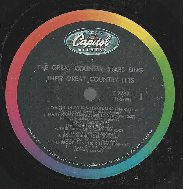 Various : The Great Country Stars Sing Their Great Country Hits (LP, Comp, Mono)