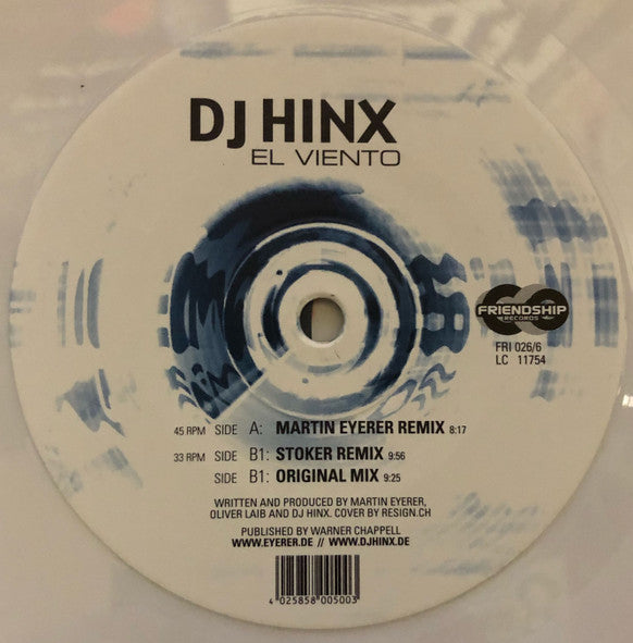 DJ Hinx : El Viento (12", Whi)