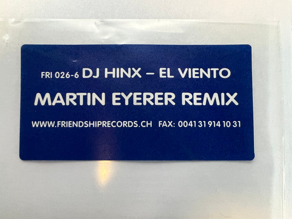 DJ Hinx : El Viento (12", Whi)