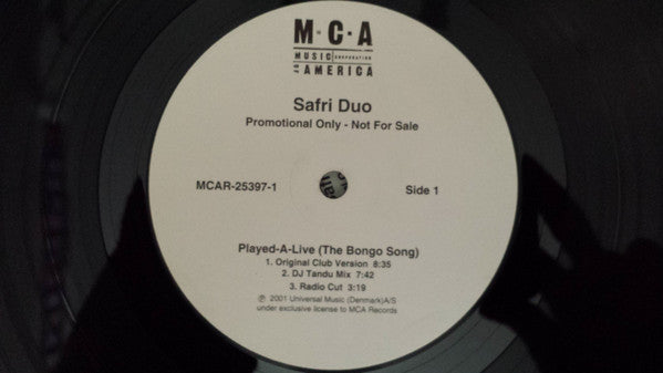 Safri Duo : Played-A-Live (The Bongo Song) (12", Promo)