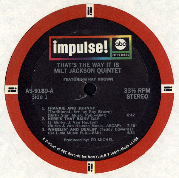 Milt Jackson Quintet Featuring Ray Brown : That's The Way It Is (LP, Album, Gat)