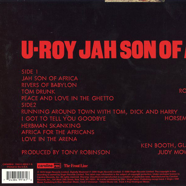U-Roy : Jah Son Of Africa (LP, Album, RE)