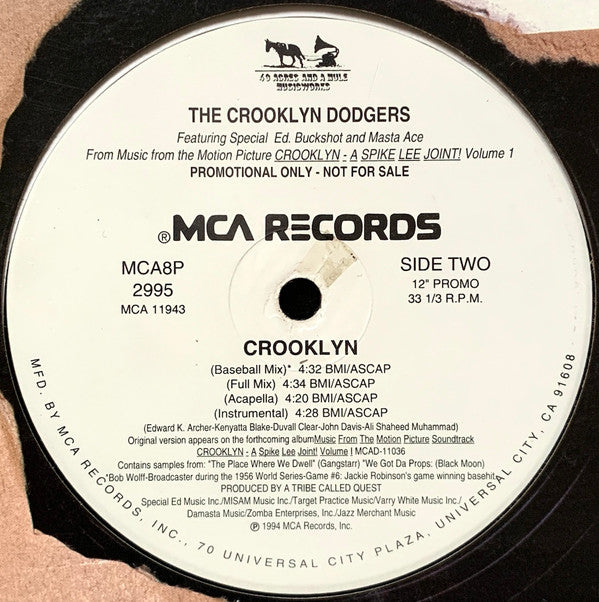 The Crooklyn Dodgers* Featuring Special Ed . Buckshot And Masta Ace : Crooklyn (12", Promo)