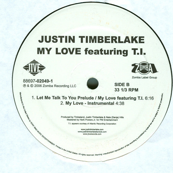 Justin Timberlake Featuring T.I. : My Love (12", Single)