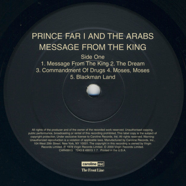 Prince Far I And The Arabs* : Message From The King (LP, Album, RE)