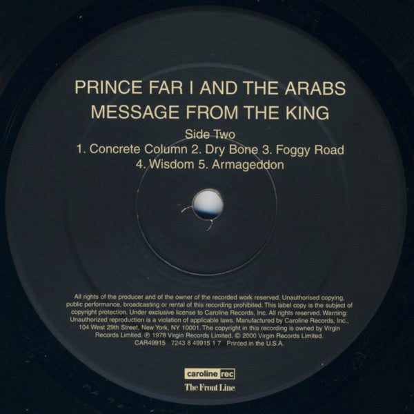 Prince Far I And The Arabs* : Message From The King (LP, Album, RE)