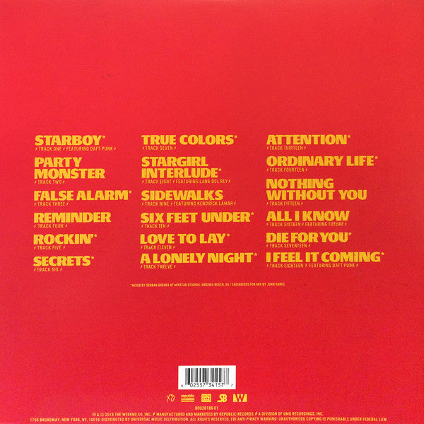 The Weeknd : Starboy (2xLP, Album, Yel)